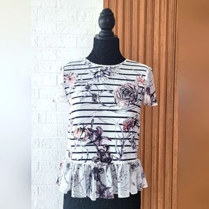 MARCHESA VOYAGE Floral Striped Women's Top size 0